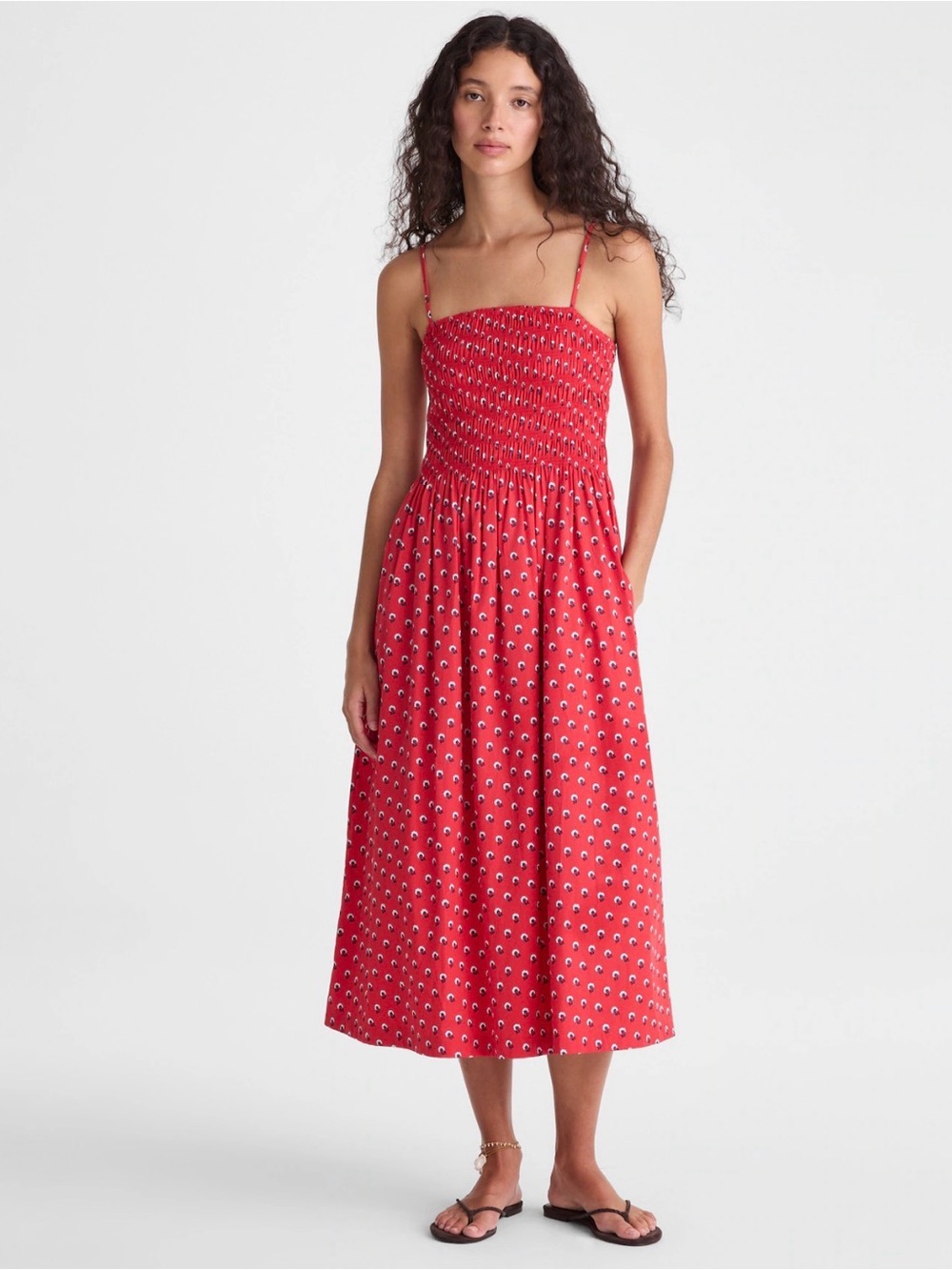Madewell The Peyton Red Midi Dress Pockets Sz S NWT $158